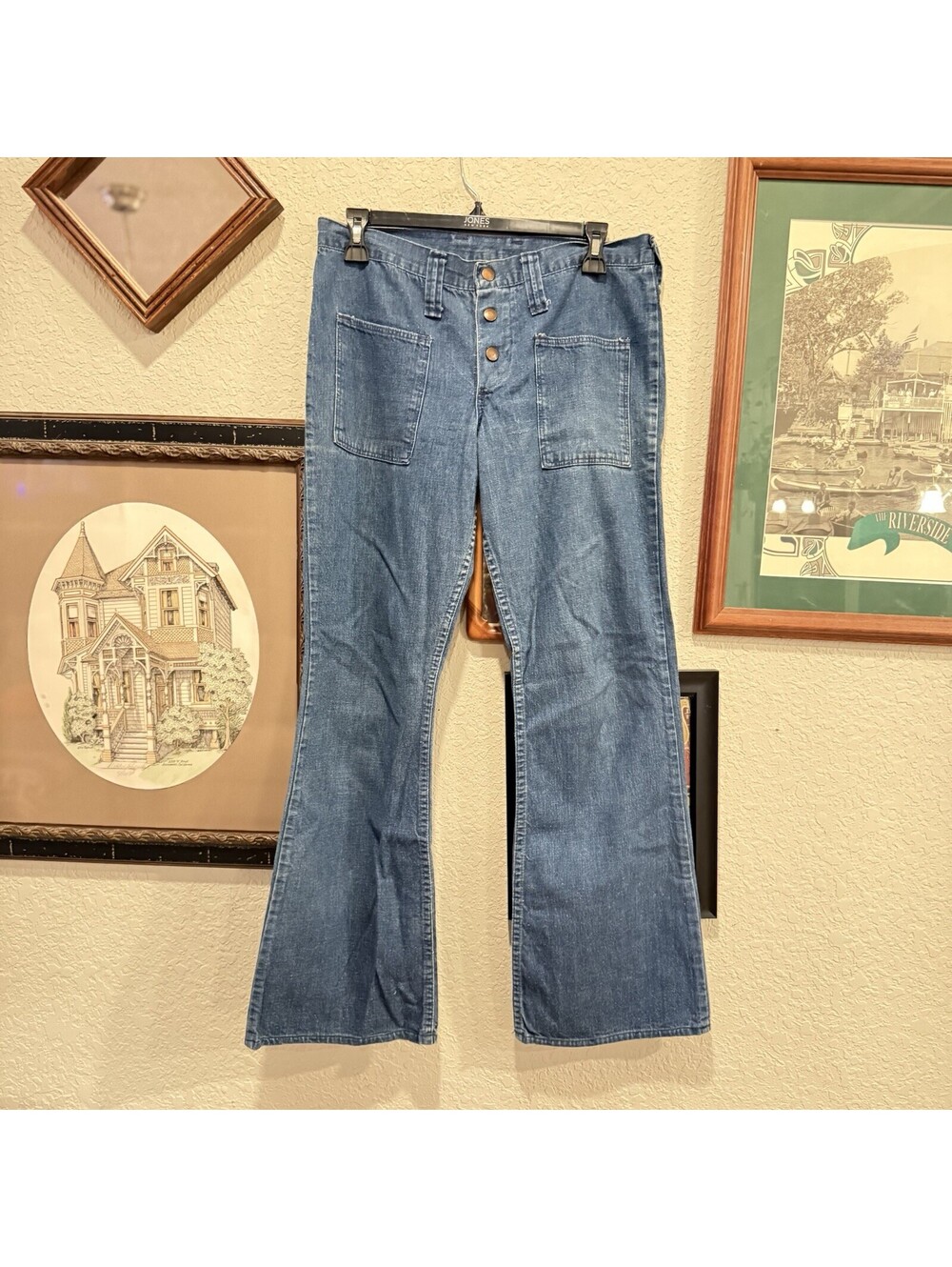 Vintage 70s Wrangler USA Flare Bell Bottom Jeans Denim High Waist Size 32x29